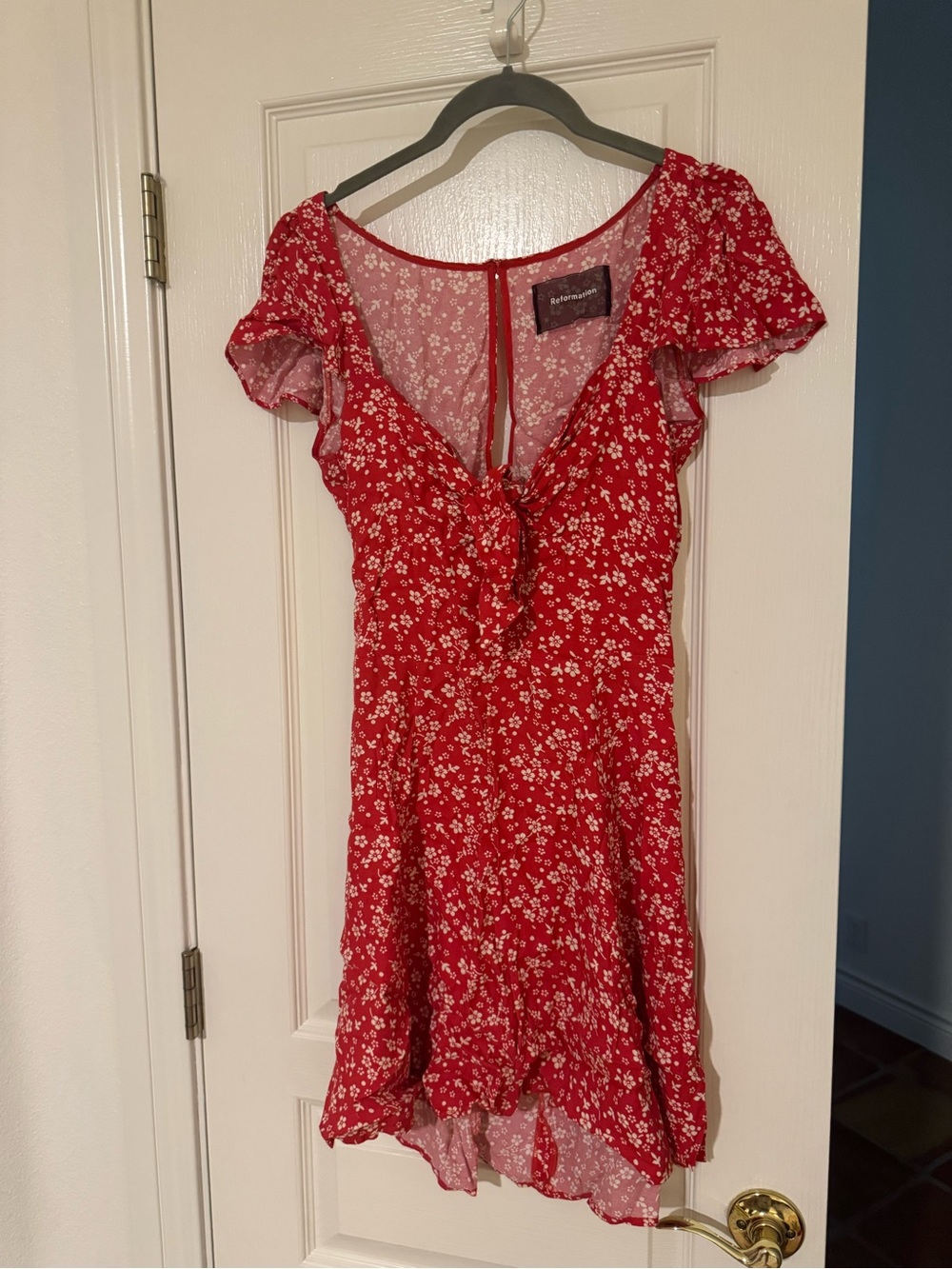 Reformation Red Floral Mini Dress Size 6